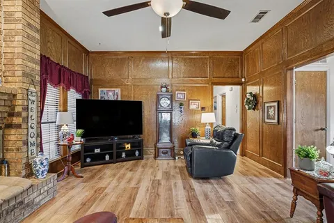 a room with furniture and a fireplace