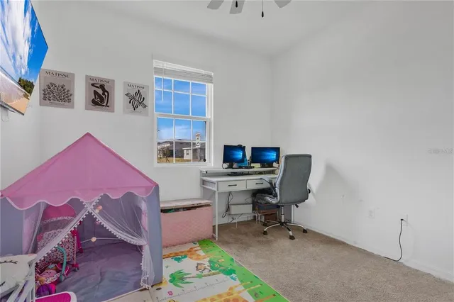 a workspace with furniture