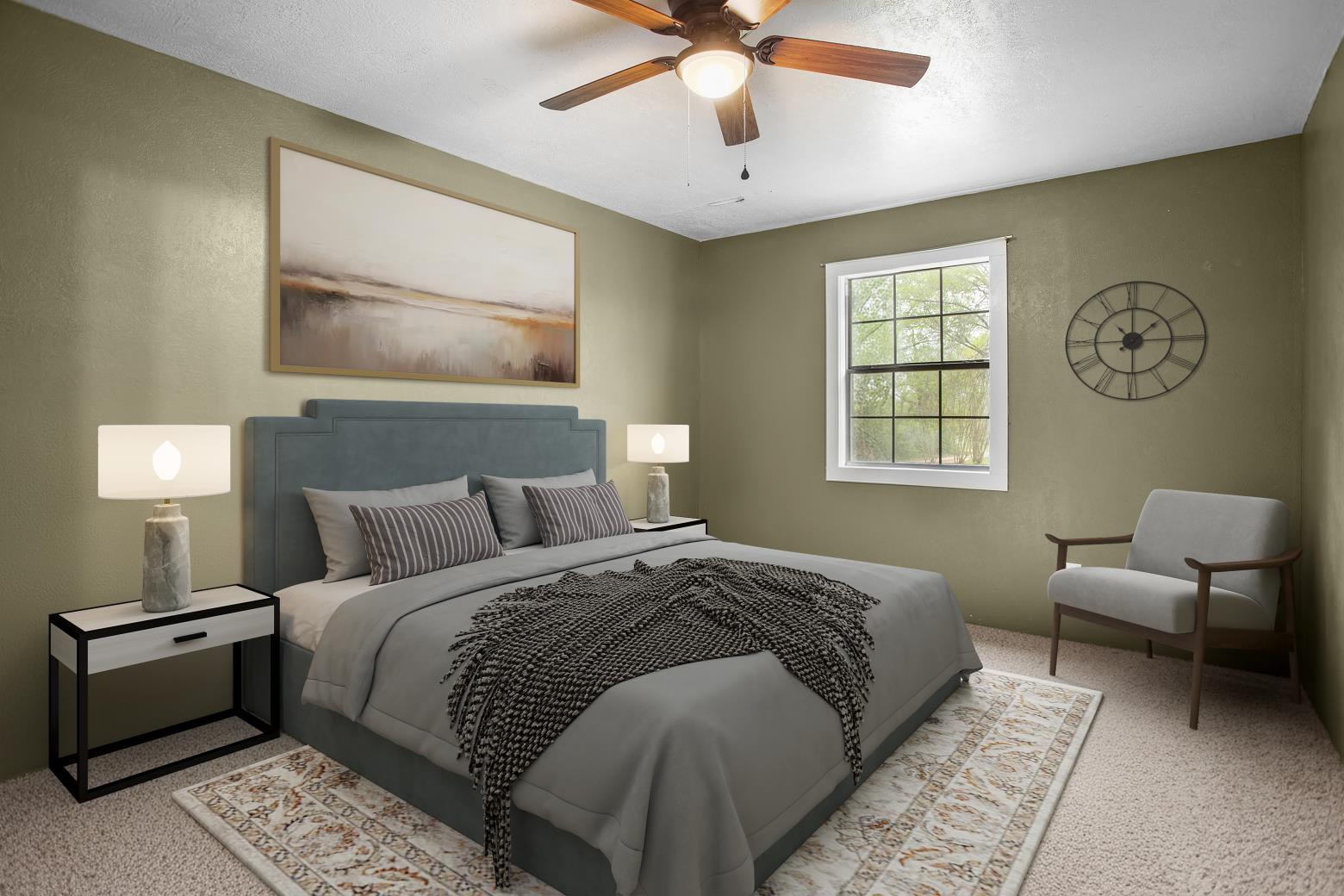 991 Herman Nerren Road Huntington, TX 75949 - Photo 14 of 23 a bedroom with a bed and a chandelier
