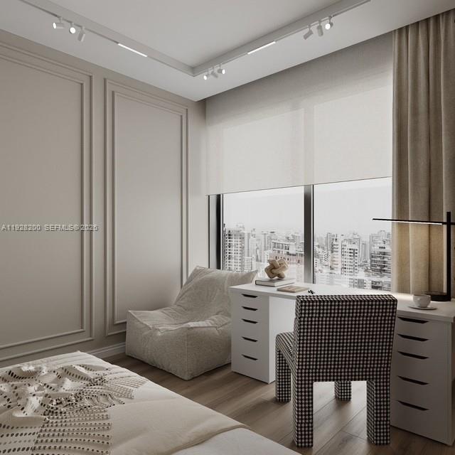 45 Southwest 9th Street, Unit 2303 Miami, FL 33130 - Photo 14 of 33 a bedroom with a bed and a large window