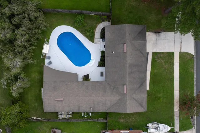 an aerial view of a house
