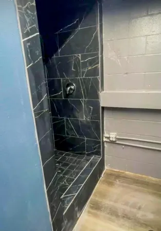 a bathroom with a shower