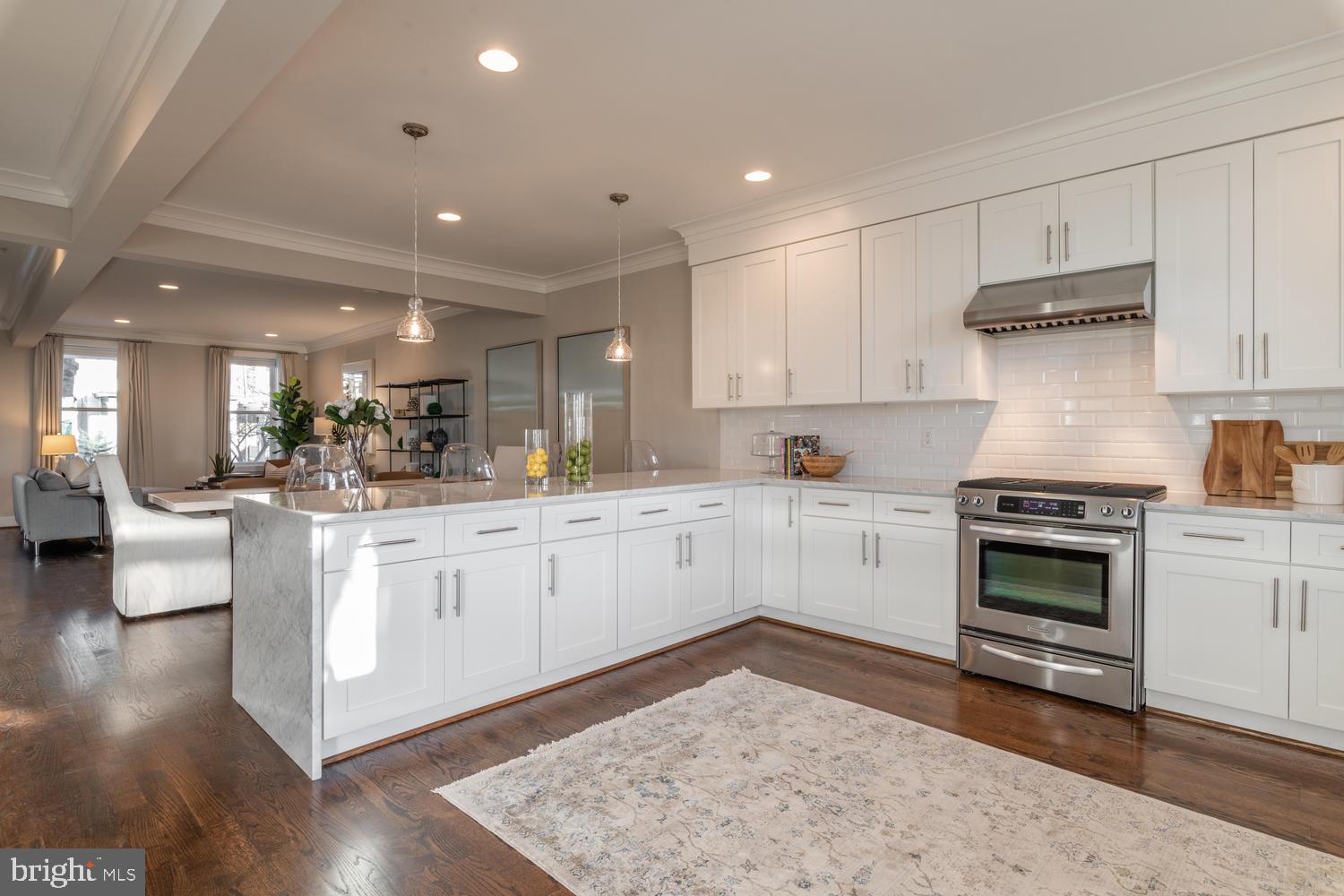 4110 3rd Street Northwest Washington, DC 20011 - Photo 8 of 47 Stunning Marble Waterfall Counters/Breakfast Bar
