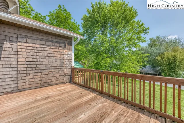 a view of a wooden deck