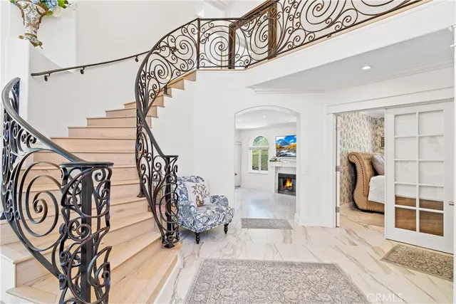 a view of a hallway with washer and dryer