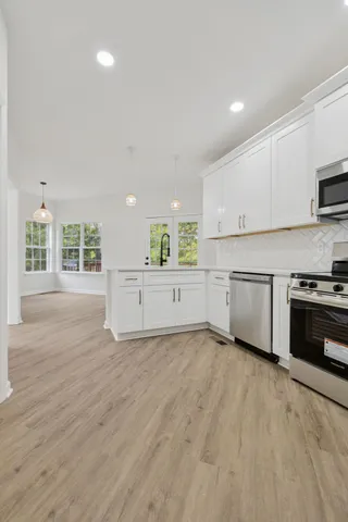 an empty room with windows