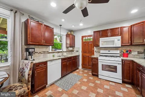 a kitchen with stainless steel appliances granite countertop a stove sink and microwave