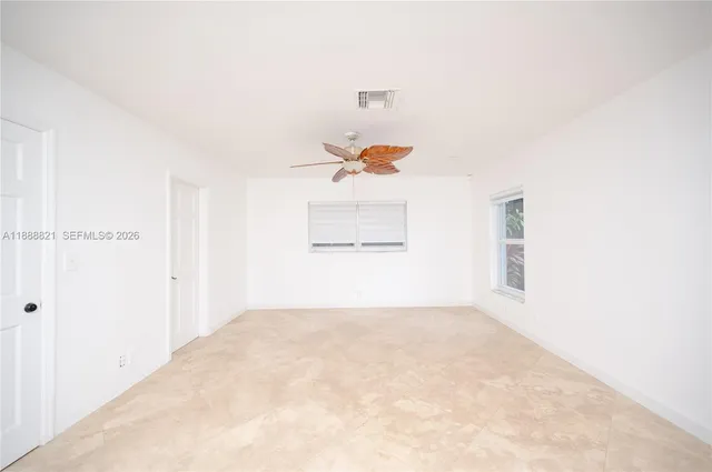 a view of a small space with a window