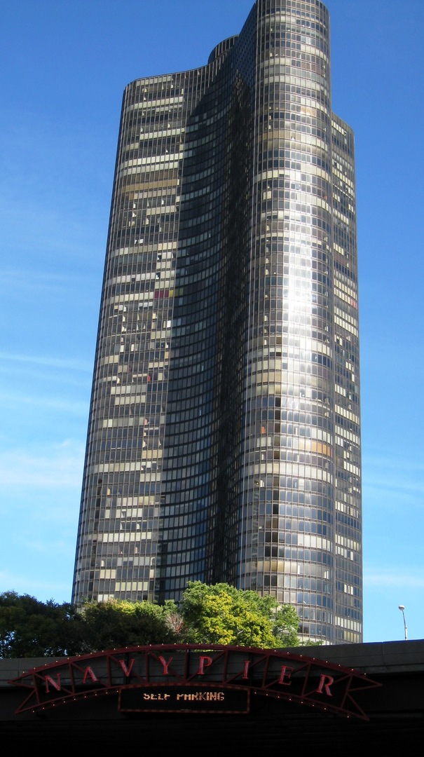 a front view of a tall building