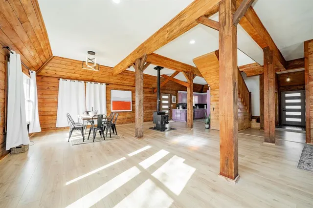 a kitchen with a stove and a refrigerator