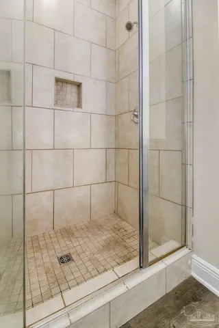 a bathroom with a shower