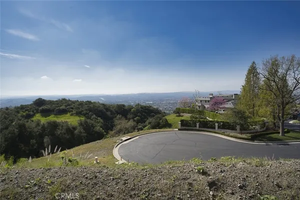 a view of a road with a yard