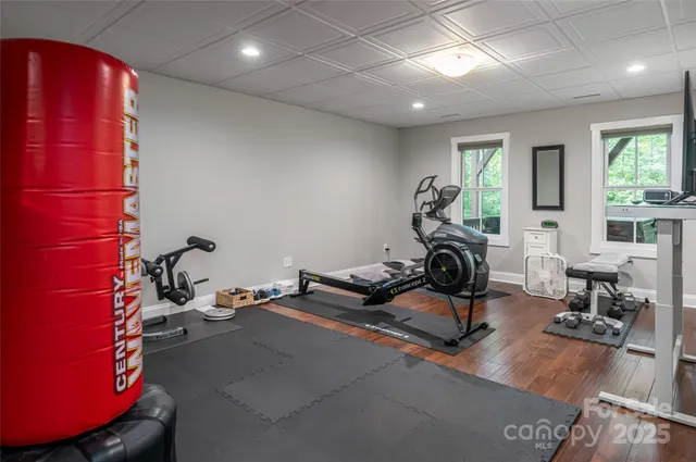 a view of a room with gym equipment