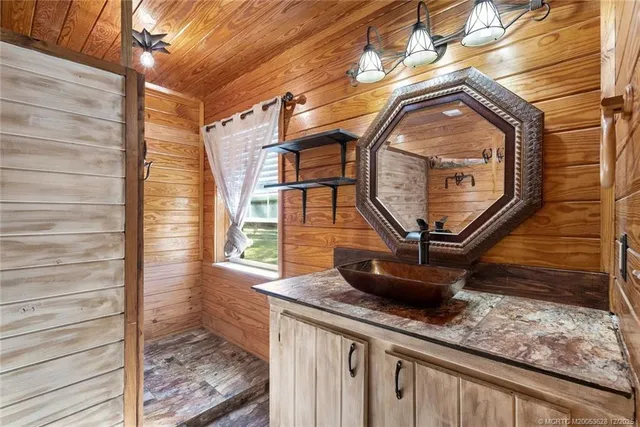 a view of a yard with plants and trees