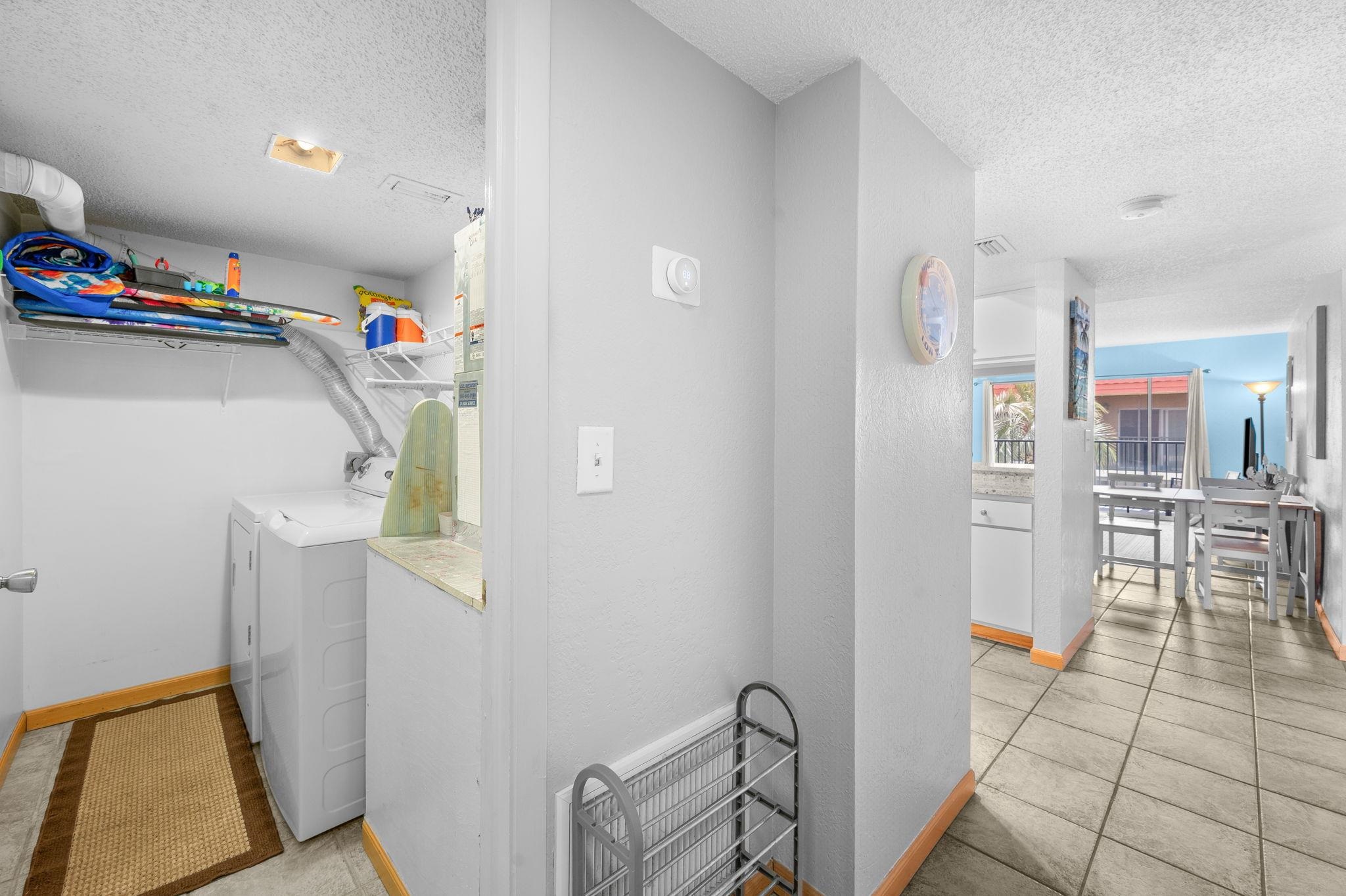 7175 A1A South, Unit F237 St. Augustine, FL 32080 - Photo 17 of 63 a view of storage and utility room with washer and dryer