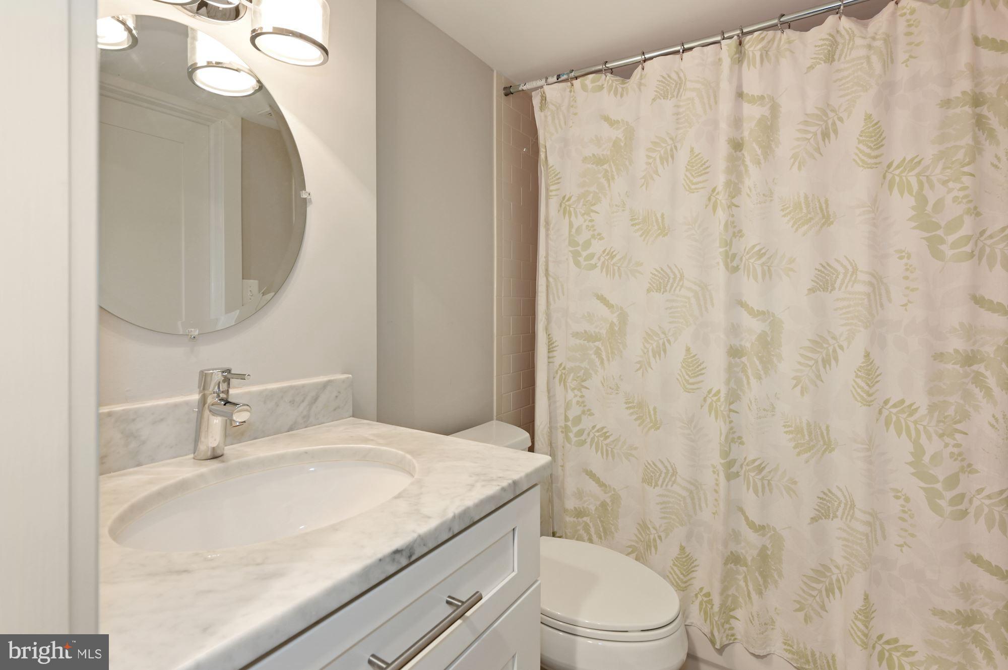 4110 3rd Street Northwest Washington, DC 20011 - Photo 30 of 35 a bathroom with a granite countertop sink and a mirror