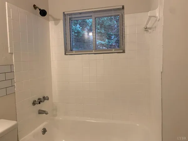 a bathroom with a bathtub