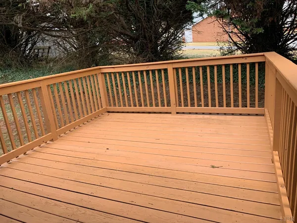 a view of wooden balcony