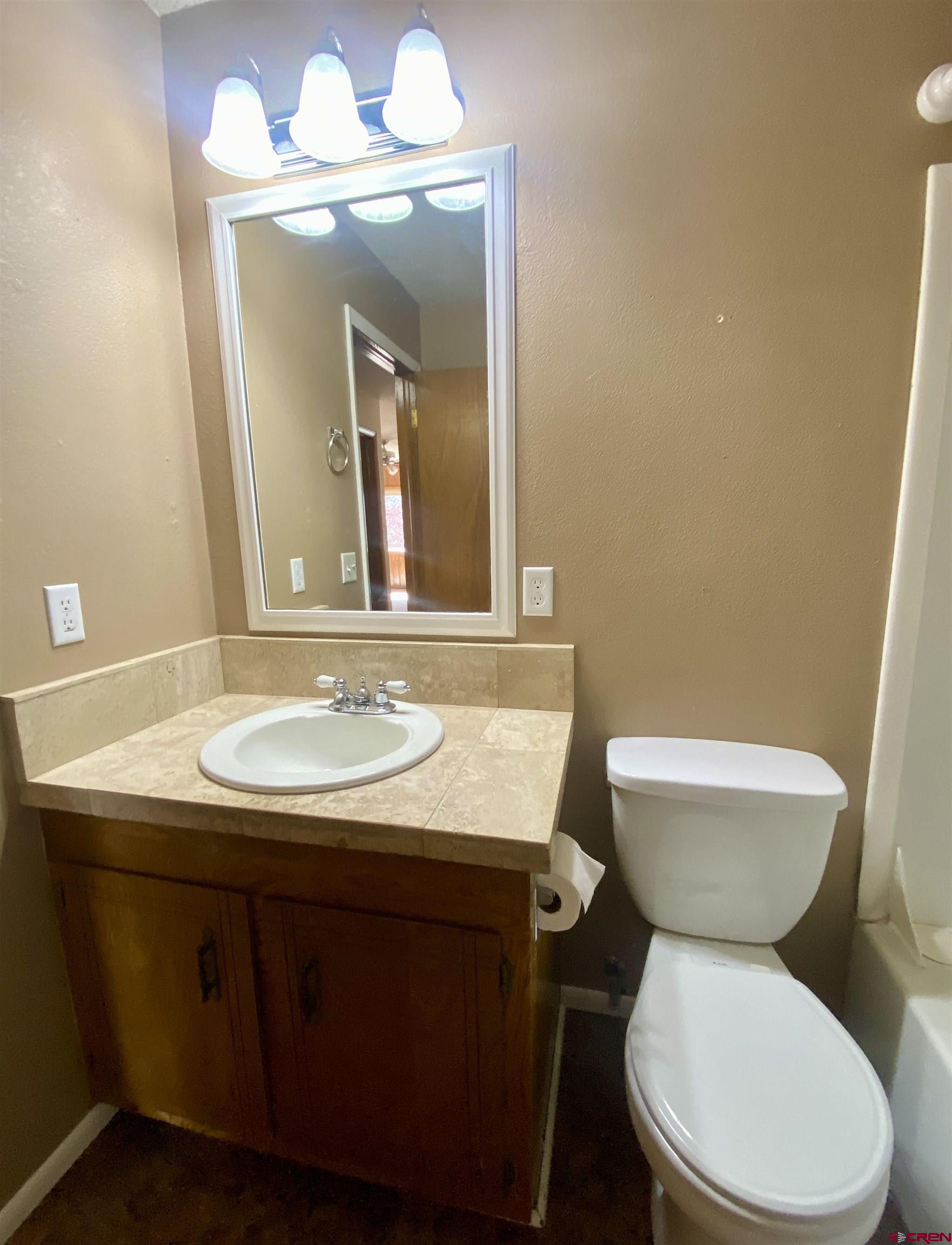 21430 Highway 550 Ridgway, CO 81432 - Photo 16 of 35 a bathroom with a toilet a sink and mirror