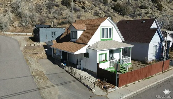 an aerial view of a house