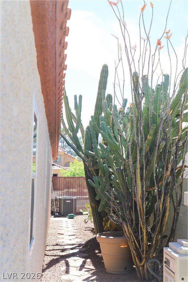 133 Coventry Circle Henderson, NV 89074 - Photo 85 of 99 Side of structure. New AC unit. Decorative cacti.