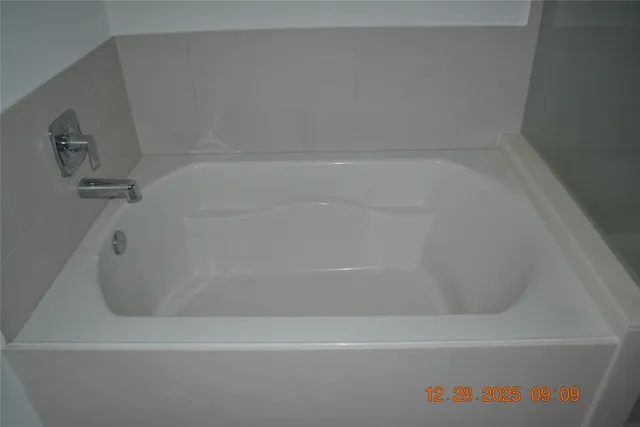 a view of a small space with a window