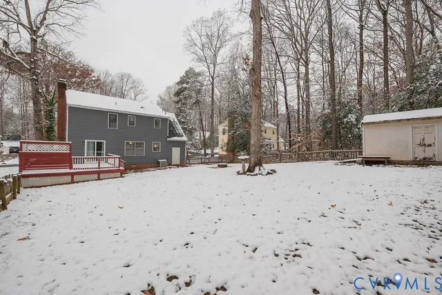 a view of a snow on the road