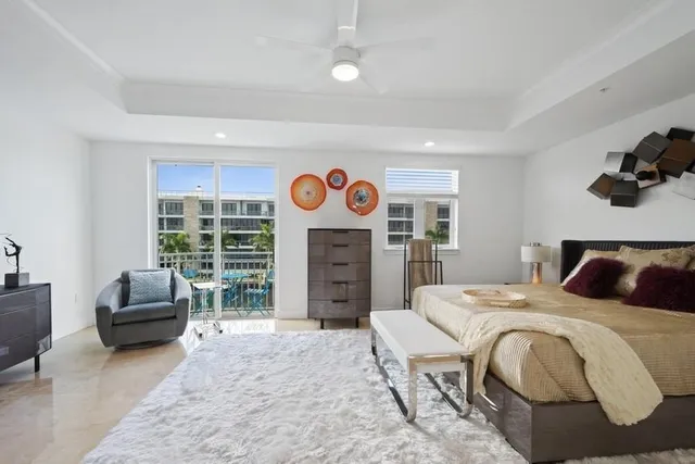 a bed room with a bed and furniture