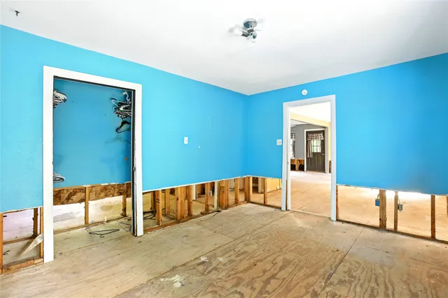 a view of a livingroom with a large window