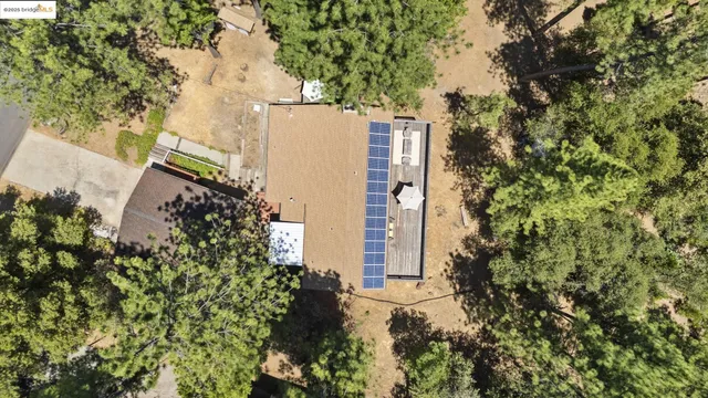 a view of outdoor space with signage and flags