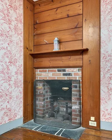 a close view of a fireplace