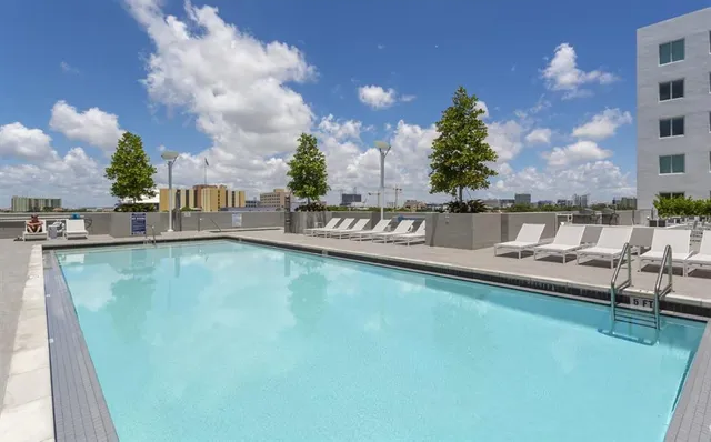 a city view with tall buildings