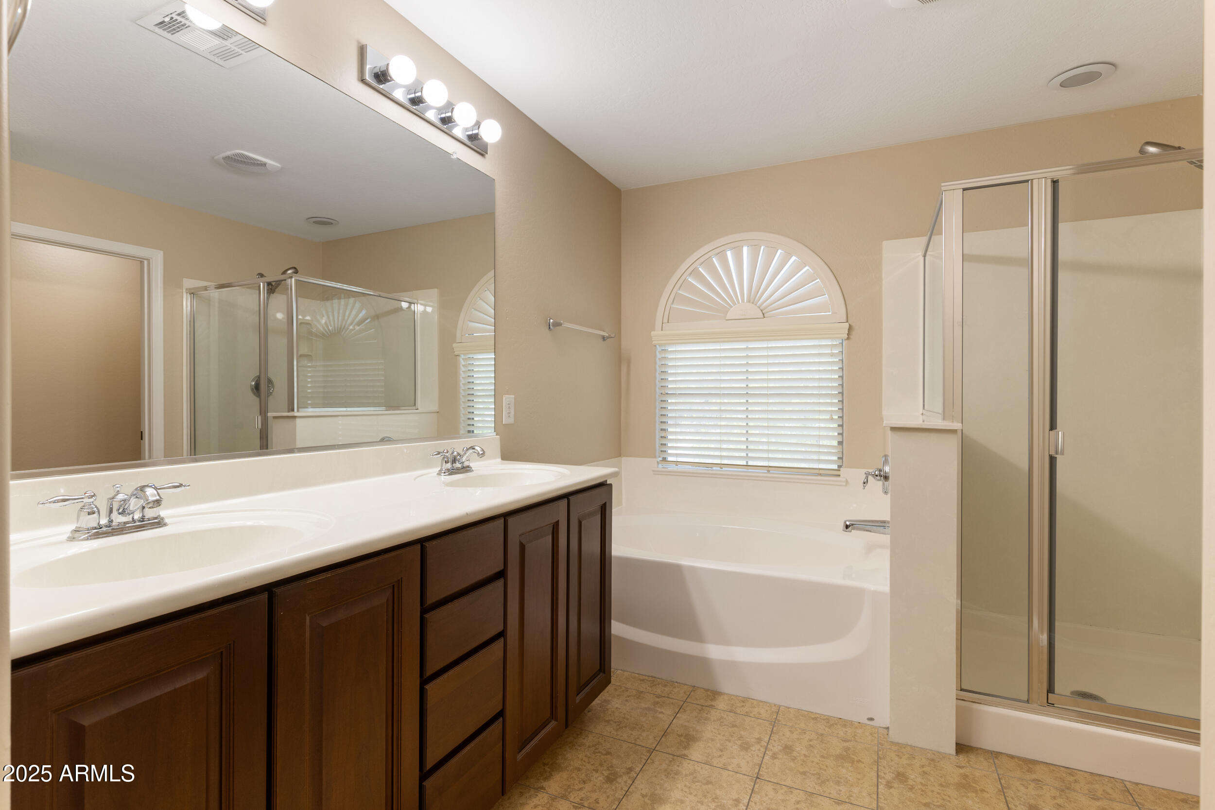 1870 South Colt Drive Gilbert, AZ 85295 - Photo 37 of 42 a bathroom with a double vanity sink mirror and bathtub