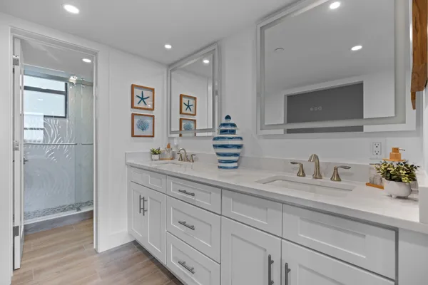 a bathroom with a shower and a toilet