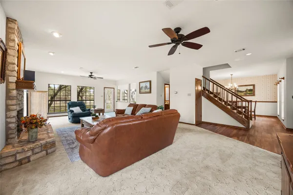 a living room with furniture