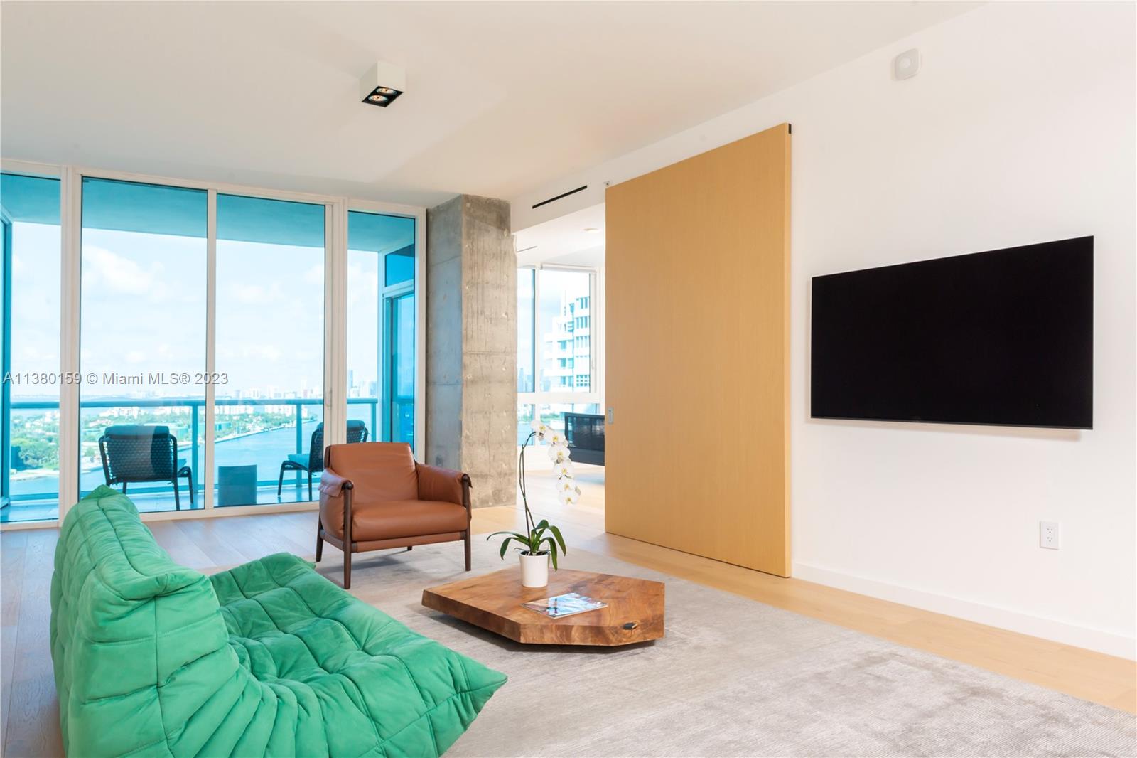 100 South Pointe Drive, Unit 1802 Miami Beach, FL 33139 - Photo 14 of 17 a living room with furniture and a flat screen tv