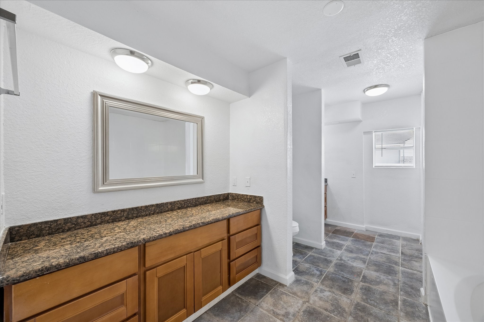 316 Rabbit Trail Lake Jackson, TX 77566 - Photo 15 of 16 a bathroom with a granite countertop sink and a mirror