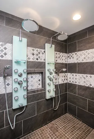 a bathroom with a shower