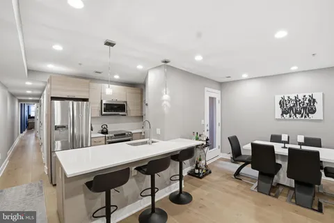 a view of a dining area with furniture
