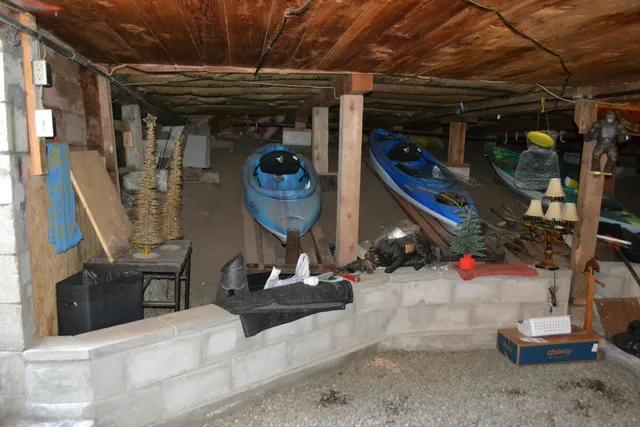 an aerial view of a house with garden
