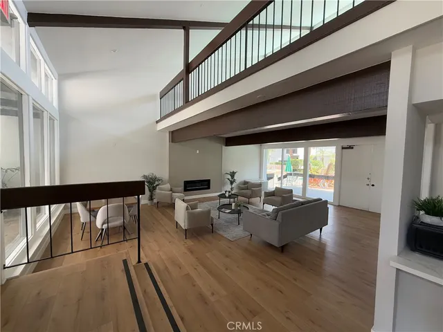 a small pool with outdoor seating