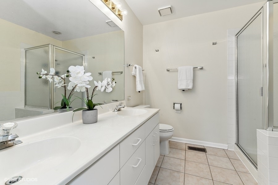 393 Bentley Place Buffalo Grove, IL 60089 - Photo 10 of 16 a bathroom with a sink a toilet and a mirror