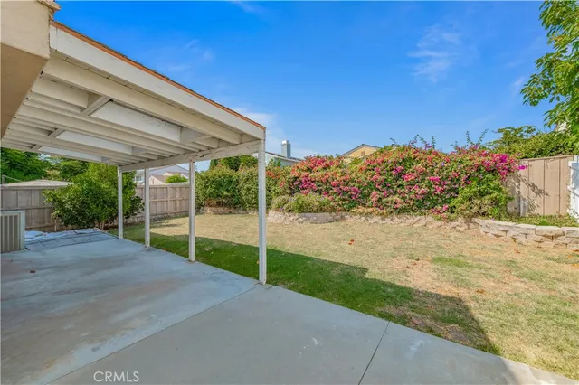 a view of a backyard with potted plants