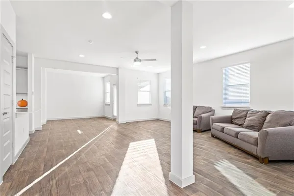 a living room with furniture and a couch