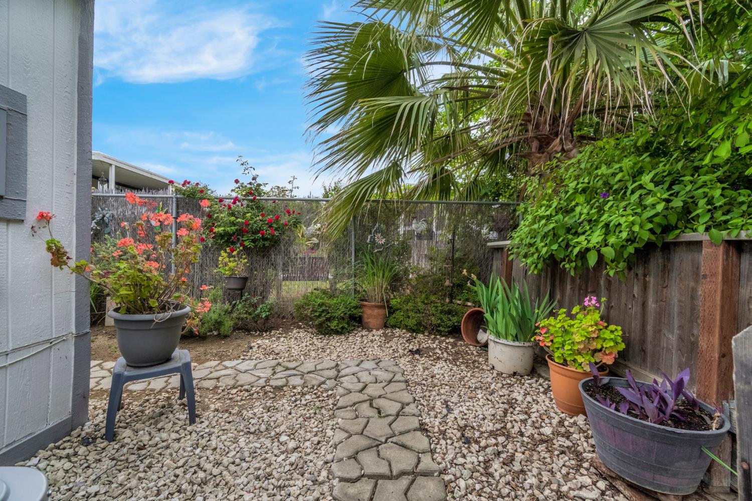 1218 East Cleveland Avenue, Unit 142 Madera, CA 93638 - Photo 29 of 32 a garden with a table and a potted plant