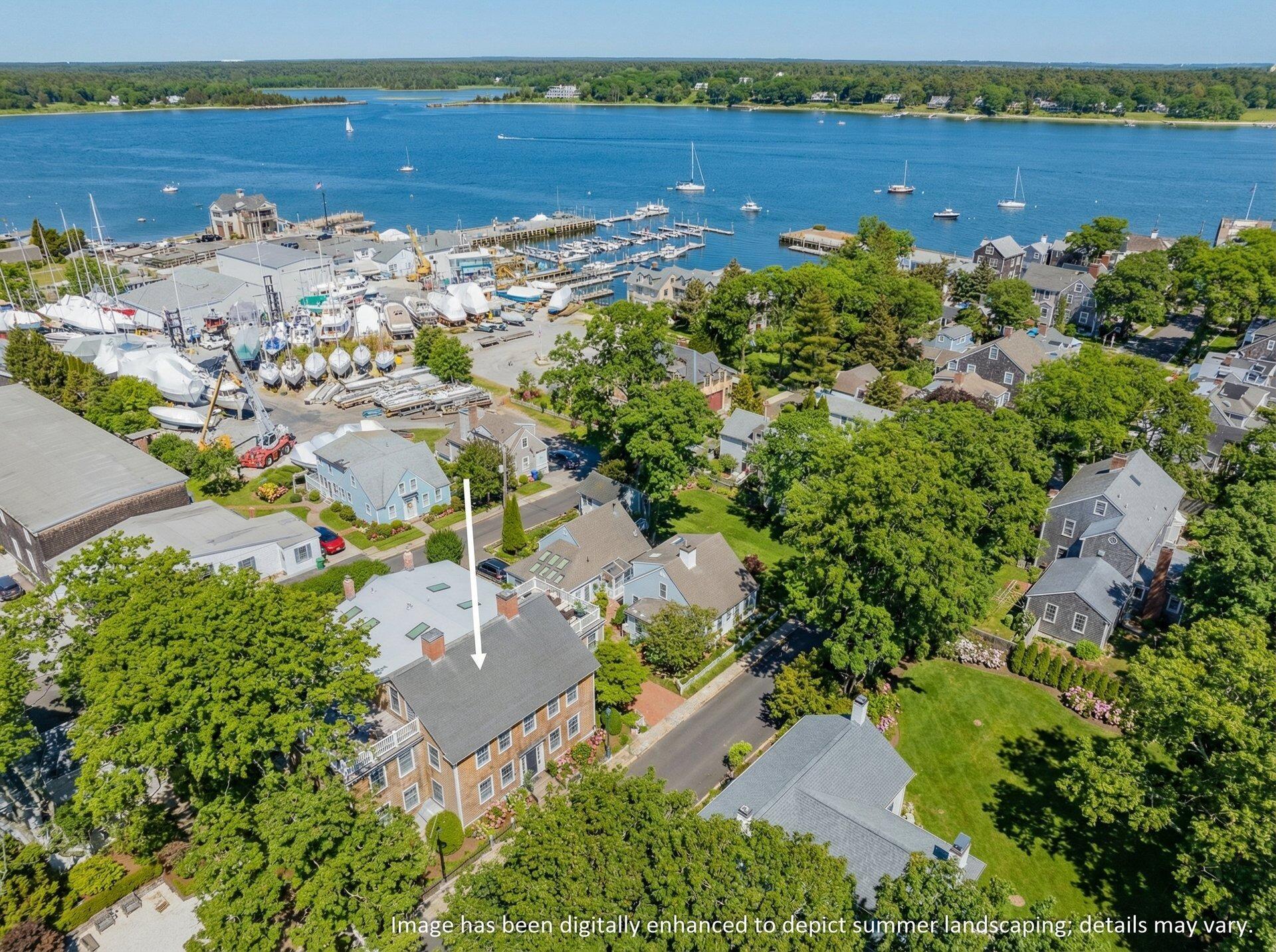 25 Main Street, Unit 3 Marion Center, MA 02738 - Photo 31 of 32 an aerial view of ocean with residential house with outdoor space and lake view
