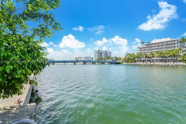 a view of a lake with a city