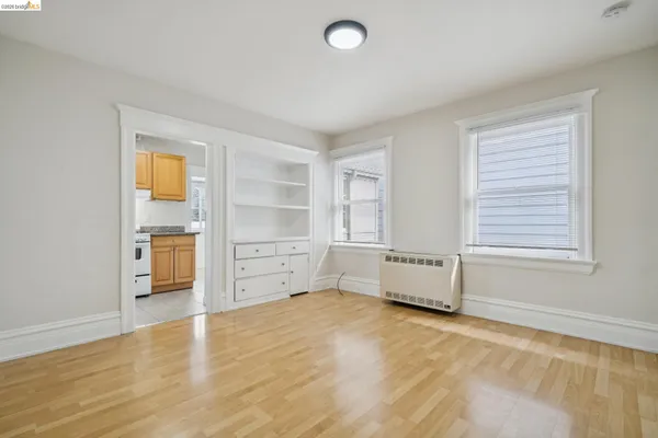 wooden floor and closet in a room