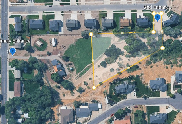 522 North 650 East Springville, UT 84663 - Photo 1 of 1 Aerial view of property's location featuring property boundaries highlighted and nearby suburban area