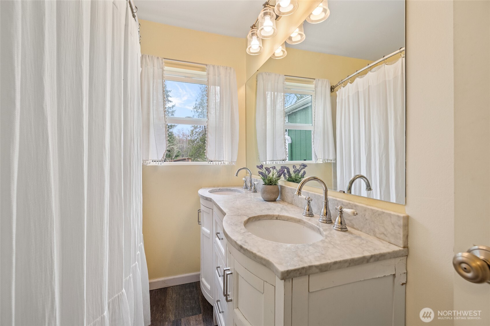 21260 Lake 16 Road Mount Vernon, WA 98274 - Photo 21 of 40 a bathroom with a granite countertop sink and a mirror